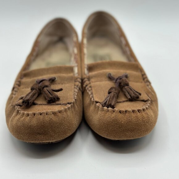 UGG Women's Lizzy Brown Slipper Driving Moccasin Tassel Suede Sheepskin Size 8 - Picture 4 of 8